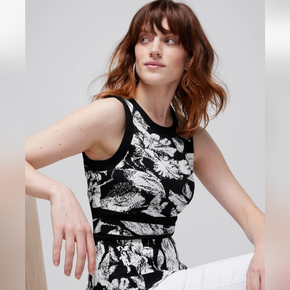 white house black market jacquard sweater tank